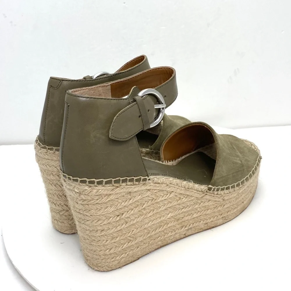 MARC Fisher Mlalida Suede Espadrilles Wedge Sandal in Olive Green Size 11 NWOT